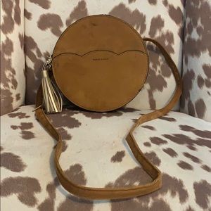 Cognac Suede Circle Bag